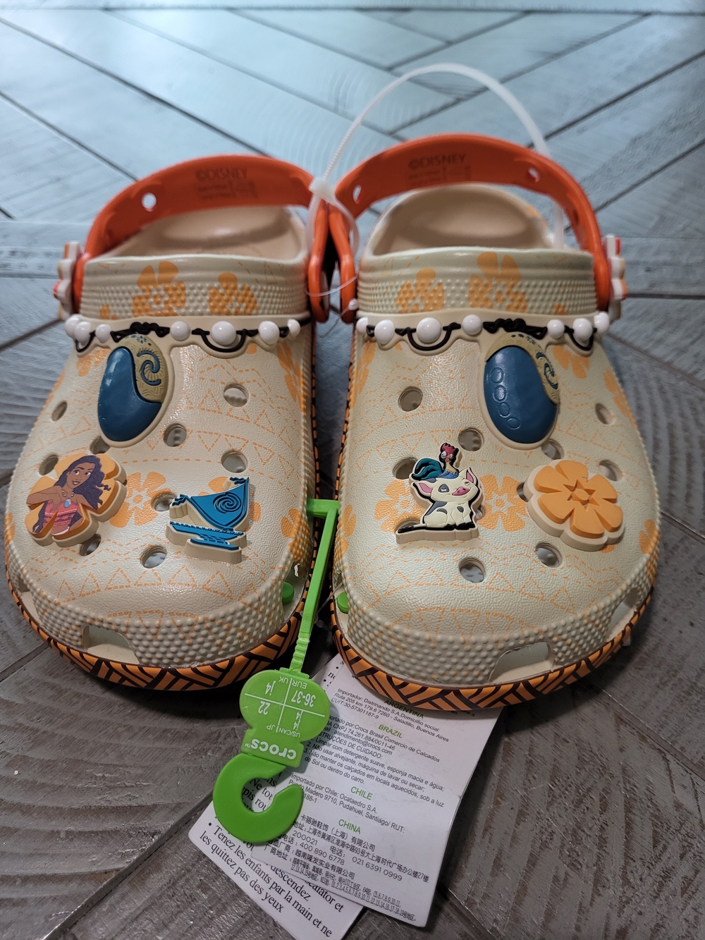 CROCS Kids "The Ocean Chose You" Strape Floral Orange Slip-On Clogs Jibbitz